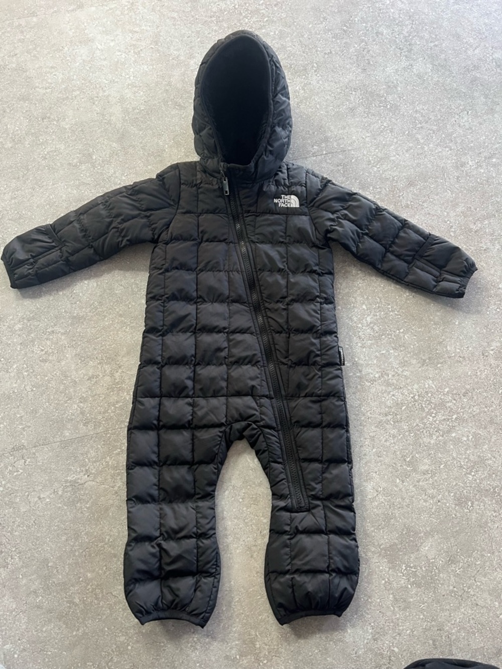 The North Face Black Hooded Puffer One-Piece for Kids